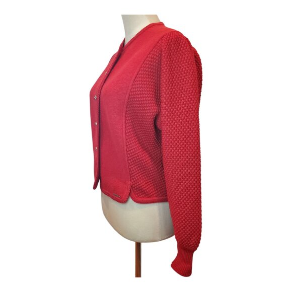 GEIGER SZ 36 (S/M) Boiled Wool & Knit Sweater Jacket - Made in Austria - Red - Picture 4 of 11